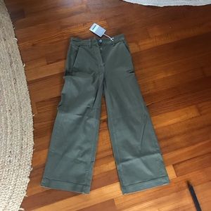 Everlane Wide Leg Crop Pant size 2 olive green